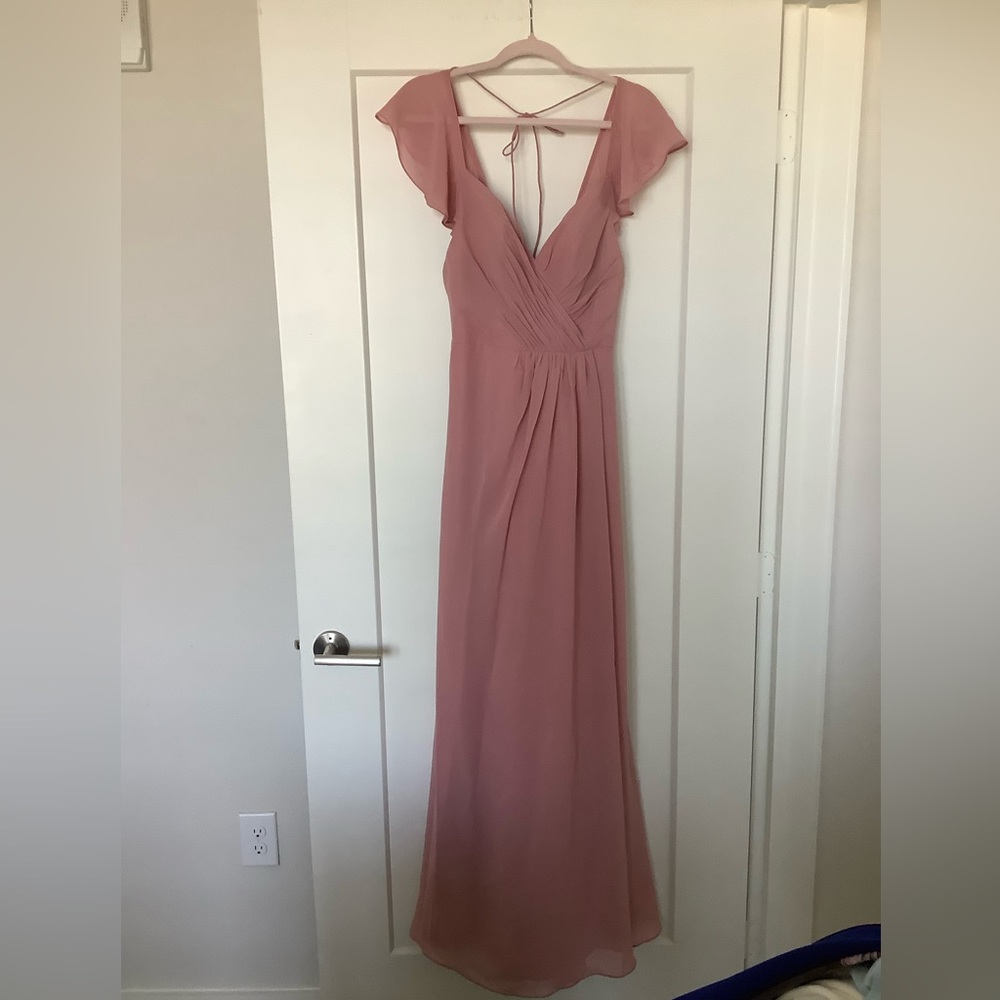 🌺👗 VOW’D 🌸 Pink Pleated Maxi Gown with Flutter Cap Sleeves🍾🥂💕